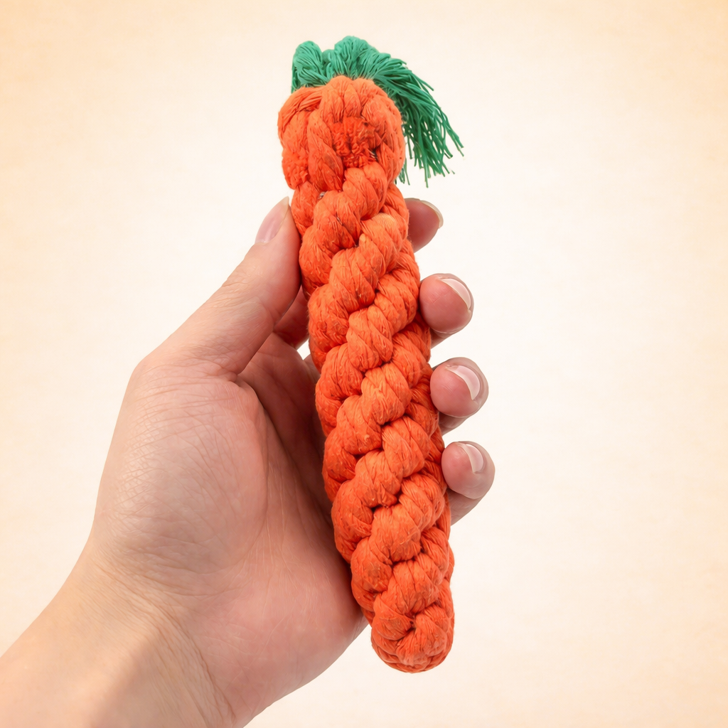 Carrot Rope Chew Toy – Dental Cleaning & Fun Play